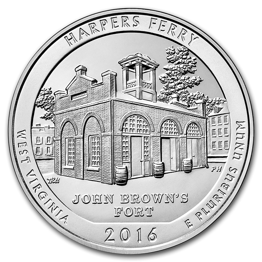 2016 America The Beautiful 5oz .999 Silver West Virginia Harpers Ferry 